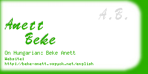anett beke business card